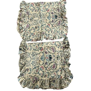 RALPH LAUREN PROVENCE KING PAIR OF RUFFLED PILLOW SHAMS COTTON LINEN BLEND - Picture 1 of 6