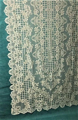 Mantel de encaje crudo rosas celosía 60" x 116" comedor boda banquete Foto 1 de 4