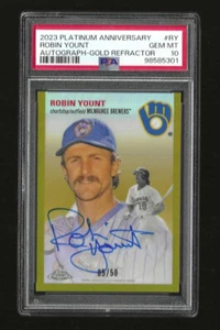 2023 Topps Chrome Platinum Robin Yount Brewers Gold Refractor Auto 05/50 PSA 10 - Picture 1 of 2