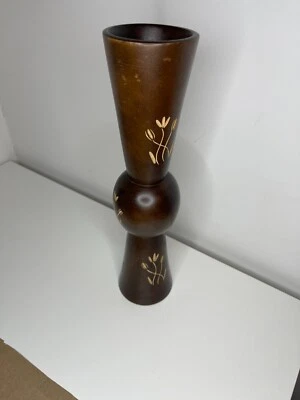 Jarrón tallado en madera de mango - Patrones florales  Foto 1 de 4