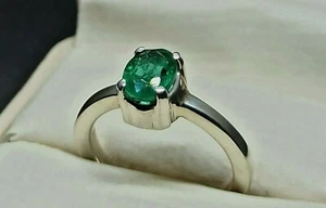 Anillo natural de 2 quilates verde rico en esmeralda de plata esterlina 925 hecho a mano para mujer - Imagen 1 de 12