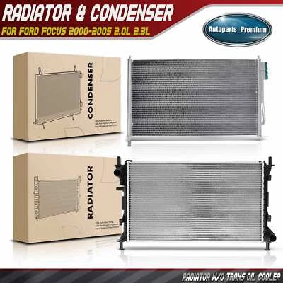 Kit de refrigeración de radiador y condensador de aire acondicionado para Ford Focus 2000 2001 2002 2003 2004 2005 Foto 1 de 4