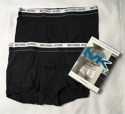 Michael Kors Men's Underwear Ultimate Rib 2 Pack Trunks Soft Touch Black M L XL  - Image 1 of 4