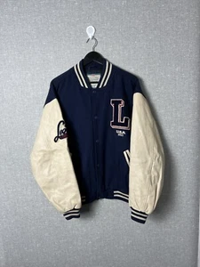 Vintage Levis USA Varsity Bomber Jacket Leather Sleeves Men’s Size L - Picture 1 of 23