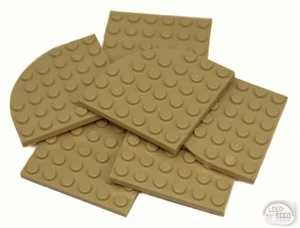 LEGO - 3-Buck Bag - 6x6 Plate w/ Rnd Corner - 6-Pcs - Tan - New - (6003) - Picture 1 of 4