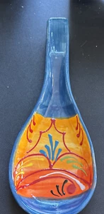 Reposacuchara cerámica pintada a mano hecha en España 10,5" firmada - Imagen 1 de 8