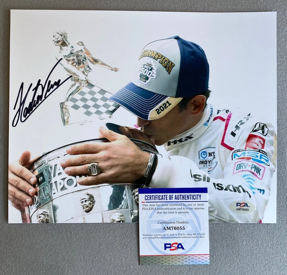 2021 INDIANAPOLIS 500 HELIO CASTRONEVES AUTOGRAPH 8x10 VICTORY PHOTO PSA AM76055 - Image 1 of 1