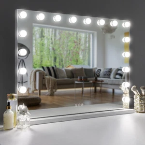 FENCHILIN Hollywood Vanity Makeup Mirror with Lights 18-LED Tabletop Wall Metal - Picture 1 of 8