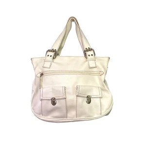 White Shoulder Bag Multiple Compartments Silver Hardware Adjustable Straps NWOT - Picture 1 of 10