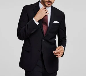 Brooks Brothers Men's Black Classic-Fit Stretch Wool-Blend Suit Jacket Size 42R - Picture 1 of 13