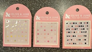 Menge 3 Olive & Juni Nail Art Sticker - Sommer, Blumen, ABC - 160 Insgesamt Neu! - Bild 1 von 5