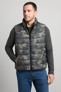 GAP Herren Medium ColdControl Puffer Weste Camouflage Camo grau schwarz ärmellos - Bild 1 von 2