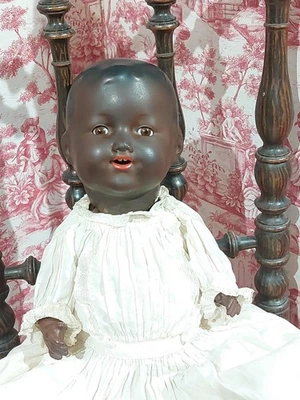 Muñeca Armand Marseille Negra Alemania 352 35 Cm No Steiner Bru SFBJ Jumeau Bebé - Imagen 1 de 4