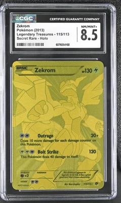 CGC 8.5 Zekrom 2013 Legendary Treasures 115/113 Secret Rare Holo Pokemon Card - Image 1 of 2