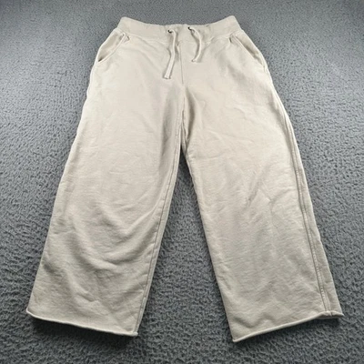 Pantalones deportivos James Perse para mujer color crema talla 1 recortados de felpa francesa dobladillo crudo salón Foto 1 de 4