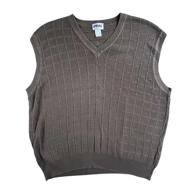 Vintage Ping Sweater Vest Men Large Textured Knit Sleeveless Golf Pullover Italy - Image 1 of 4