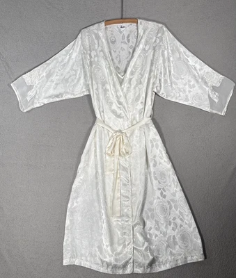 Conjunto de bata de noche vintage Josie Natori para mujer talla S blanco satinado Filipinas Foto 1 de 4
