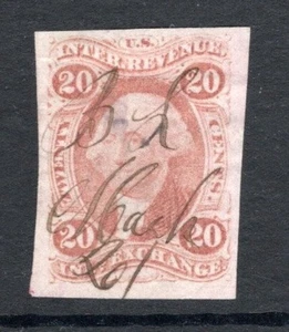 EE. UU. 1862-1871 Sc #R42a imperf. Sello de ingresos de intercambio internacional usado - firmado ng - Imagen 1 de 2