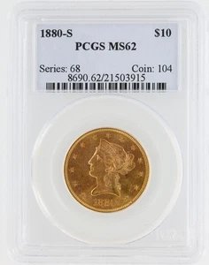 1880-S Liberty Gold Eagle PCGS M62 $10 San Francisco Minted Old Holder - Picture 1 of 4