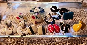 80's Earring Collection. Metal And Plastic All Earrings Are For Pierced Ears - Picture 1 of 7