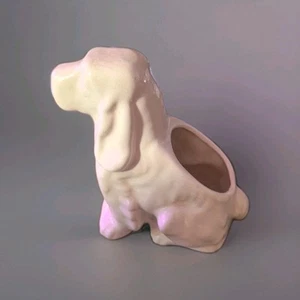 Vintage Glazed Ceramic Off White Cocker Spaniel Dog Planter. - Picture 1 of 4
