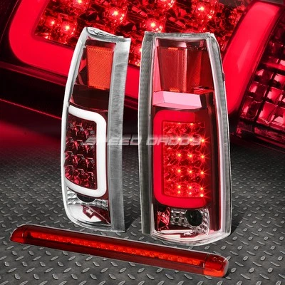 CHROME HOUSING 3D LED TAIL+RED 3RD BRAKE LIGHT FOR 92-00 SUBURBAN/TAHOE/YUKON - Image 1 of 4