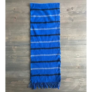 Bezaubernder Charlie Unisex 100% Wolle blau grau schwarz gestreift Fransen Schal - Bild 1 von 4