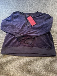 Betsey Johnson Performance Women's Velour Top Longsleeve Sweatshirt Navy Blue M - Picture 1 of 14