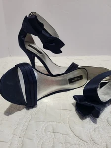 Ann Taylor dunkelblau Satin seitliche Schleife Absätze Hochzeit formell 10M - Bild 1 von 13