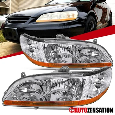 Fit 1998-2002 Honda Accord 2/4Dr Headlights Headlamps Assembly Left+Right 98-02 Foto 1 de 4