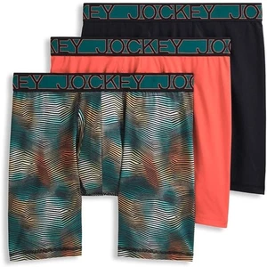 Jockey Mens Underwear Large Active Microfiber 9" Long Leg Boxer Brief 3 Pack FC5 - Picture 1 of 6