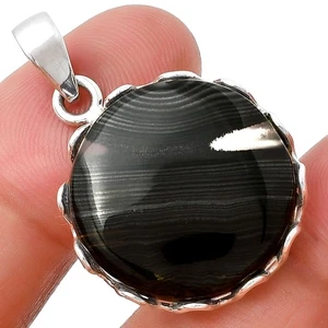 Krone aus Silber Psilomelane - Schwarzer Malachit 925 Silber Anhänger Schmuck P-1624 - Bild 1 von 5