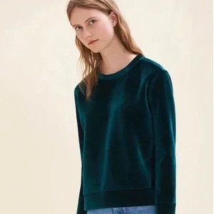 Maje Damen grün Torina Samt Velours Rundhalsausschnitt Pullover Sweatshirt Oberteil Größe 2 - Bild 1 von 8