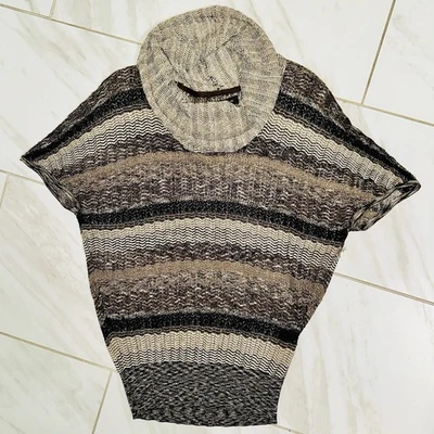 Suéter INC Cuello Capucha Metálico Brillo XS Drape Pullover Vacaciones Dorado/Plateado Foto 1 de 4