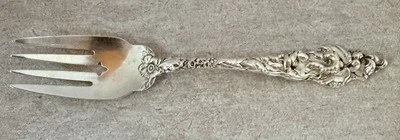 ORIGINAL OLD REED & BARTON LES SIX FLEURS STERLING 6 1/8" SALAD FORK - Image 1 of 4