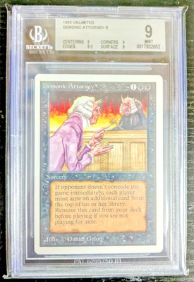 MTG UNLIMITED RARE 1993 Demonic Attorney BGS GRADE 9 - Image 1 of 2