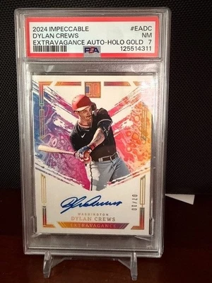 2024 Panini Impeccable Dylan Crews Extavagance 07/10 Auto PSA 7 - Image 1 of 2