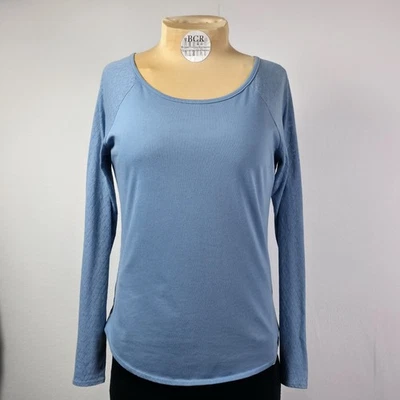 PrAna Womens M Pullover Athletic Top Blue Organic Cotton Long Sleeve M Stretchy - Image 1 of 4