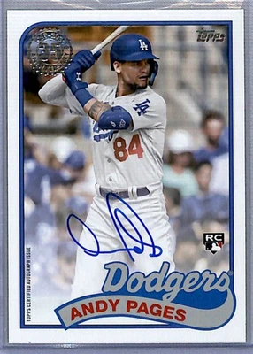 Andy Pages 2024 Topps '89 Rookie Auto #89BA-AP *RG* Los Angeles Dodgers - Image 1 of 2