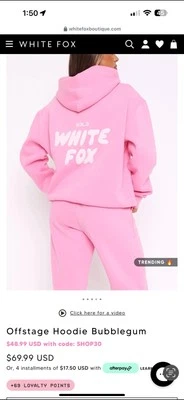 White FOX Boutique Offstage Hoodie XL-bubblegum New with Tags - Image 1 of 4