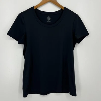 Camiseta REI Para Mujer Talla L Negra Sólida Cuello Redondo Absorbe Humedad Manga Corta Foto 1 de 4
