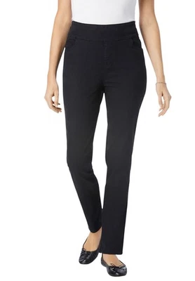 Pantalones de mezclilla elásticos sin huecos de pierna recta talla grande pequeños Woman Within Foto 1 de 4