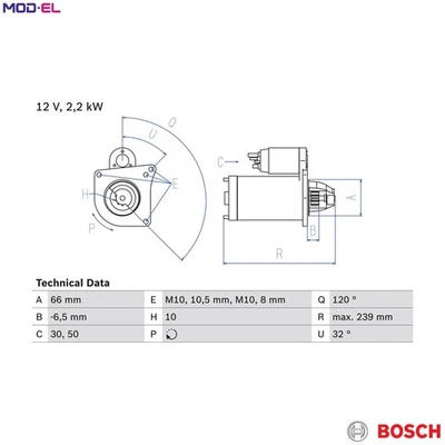 STARTER 0 986 020 141 FOR RENAULT MASTER/II/Van/Platform/Chassis/Bus LAGUNA 2.2L - Image 1 of 4