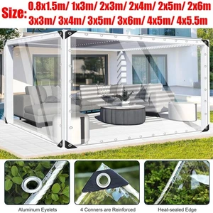 Robuste klare PVC Plane transparente Abdeckplane wasserdichte Abdeckung mit Ösen - Bild 1 von 159