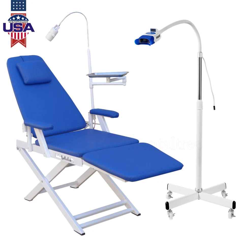 Dental Portable Folding Mobile Chair with LED Oral Light/Teeth Whitening Lamp US - Image 1 of 1