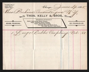 OPC 1895 Canandaigna NY Thos. Accesorios de baño con factura Kelly & Bros Co. 49415 - Imagen 1 de 1