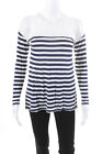 Bcbgmaxazria Womens Lace Trim Striped Long Sleeve Lexi Shirt Blue White Size Xs
