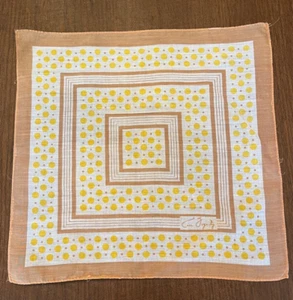 Vintage Hankie Handkerchief - Anne Fogarty. Brown, Yellow - 13" - Picture 1 of 5
