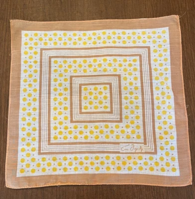 Vintage Hankie Handkerchief - Anne Fogarty. Brown, Yellow - 13" - Image 1 of 4