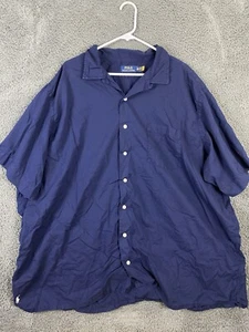 Ralph Lauren Shirt Mens 3XB Blue Twill Cotton Button Down Polo Camp Collar - Picture 1 of 8